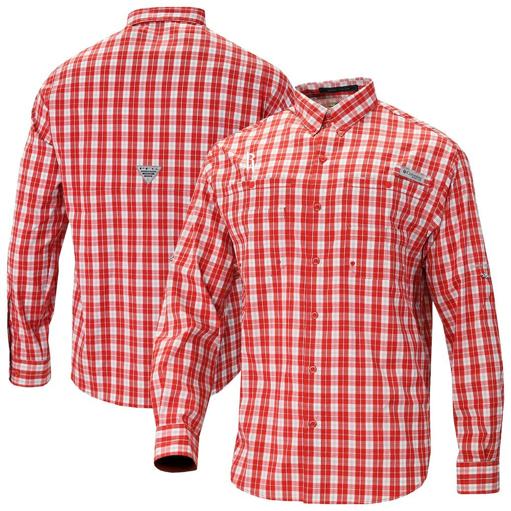 Houston Rockets Super Tamiami Omni-Shade Long Sleeve Button-Down Shirt Red | Columbia Near Me