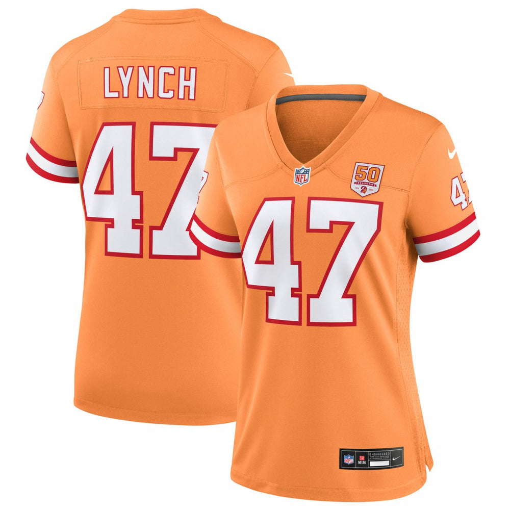 Nike John Lynch Tampa Bay Buccaneers Women's 50th Season Game Jersey Creamsicle