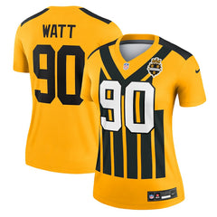 Nike T.J. Watt Pittsburgh Steelers Women's Alternate 1933 Throwback Legend Player Performance Top Gold