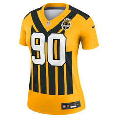 Nike T.J. Watt Pittsburgh Steelers Women's Alternate 1933 Throwback Legend Player Performance Top Gold