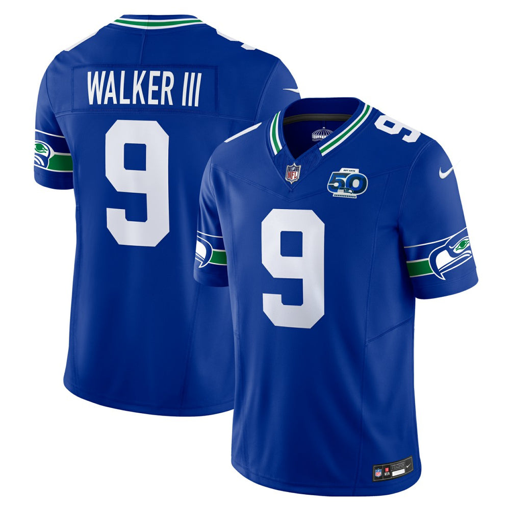 Nike Kenneth Walker III Seattle Seahawks 50th Season Vapor F.U.S.E. Limited Jersey Royal
