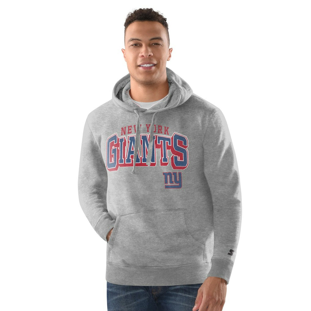 New York Giants Starter Vintage Pullover Hoodie Heather Gray