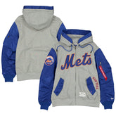 New York Mets New Era x Alpha Industries Full-Zip Hoodie Jacket - Heather Gray/Royal - New Era on Sale