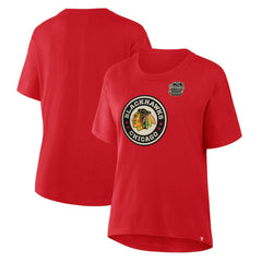 Chicago Blackhawks Fanatics Women's 2025 Winter Classic Primary Logo T-Shirt - Athletic Red - NHL 202530596