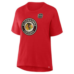 Chicago Blackhawks Fanatics Women's 2025 Winter Classic Primary Logo T-Shirt - Athletic Red - NHL 202530596