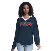 New Orleans Pelicans G-III 4Her by Carl Banks Women's Bench Player Oversized Long Sleeve Hooded Top Navy