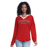 Toronto Raptors G-III 4Her by Carl Banks Women's Bench Player Oversized Long Sleeve Hooded Top Red