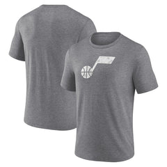 Utah Jazz Distressed Tri-Blend T-Shirt Heather Gray