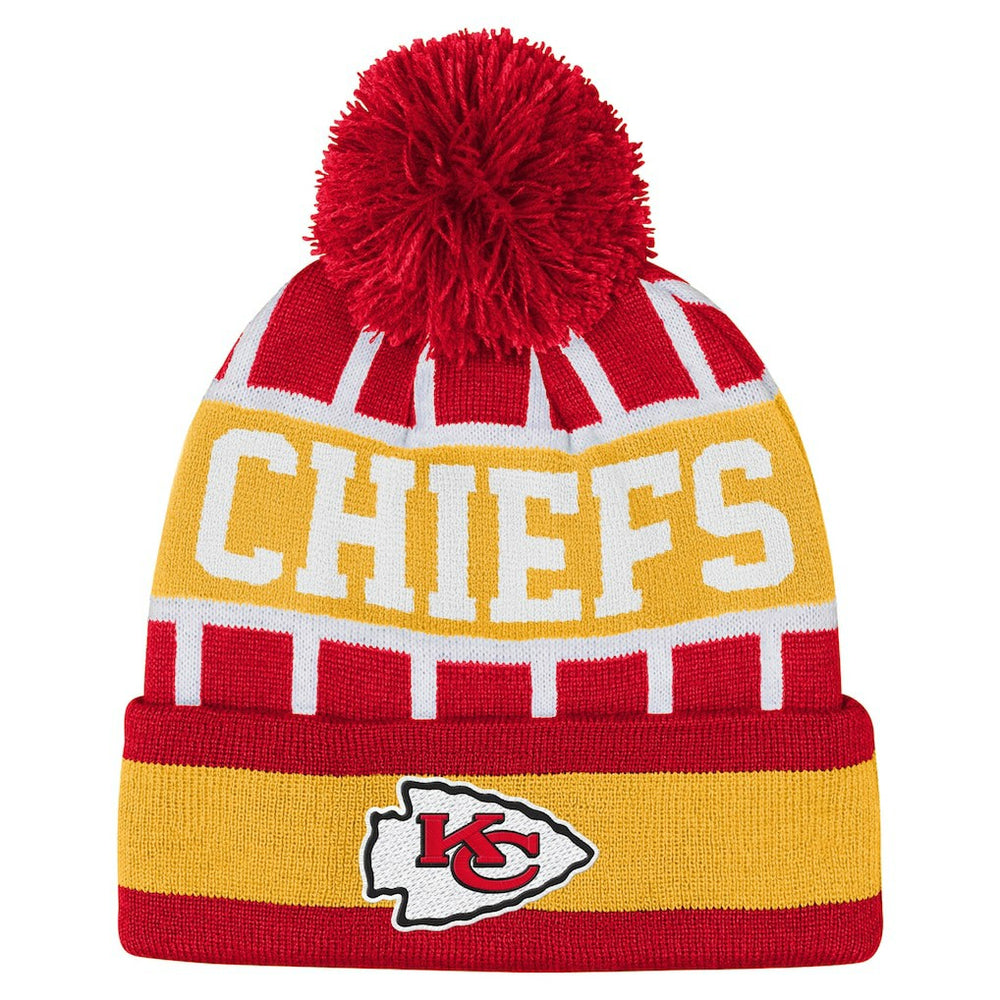 Kansas City Chiefs Outerstuff Youth Go Fast Cuffed Knit Hat with Pom Red