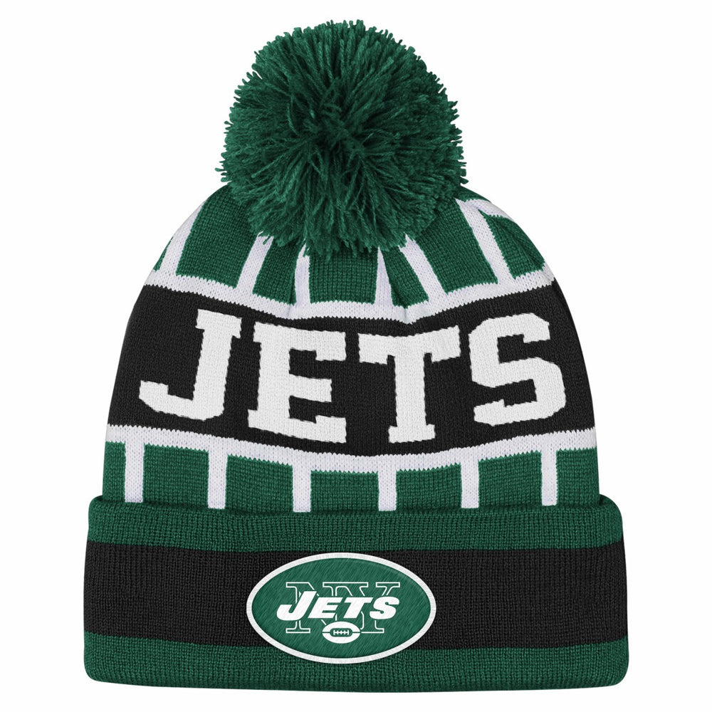 New York Jets Outerstuff Youth Go Fast Cuffed Knit Hat with Pom Green