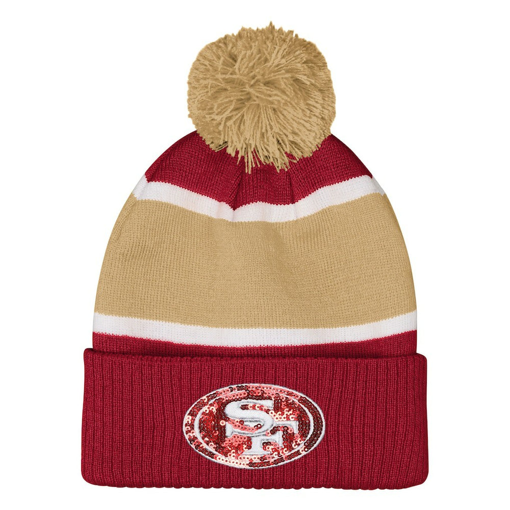 San Francisco 49ers Outerstuff Girls Let's Play Cuffed Knit Hat with Pom Scarlet