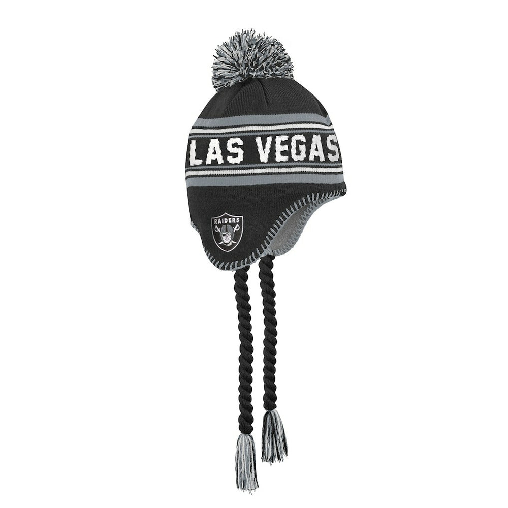 Las Vegas Raiders Outerstuff Youth Jacquard Tassel Knit Hat with Pom Black