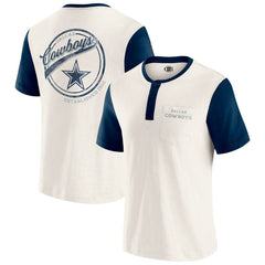 Fanatics Dallas Cowboys Darius Rucker Collection Henley Colorblock Slub Pocket T-Shirt Cream