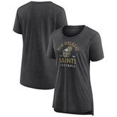 New Orleans Saints Women's Vintage Arch Tri-Blend T-Shirt Charcoal