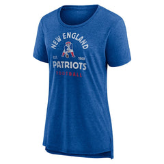 New England Patriots Women's Vintage Arch Tri-Blend T-Shirt Royal