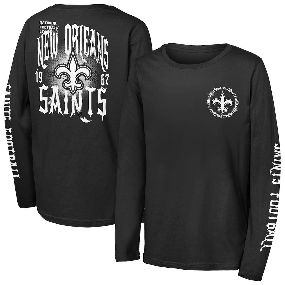New Orleans Saints Outerstuff Youth Rumble Long Sleeve T-Shirt Black