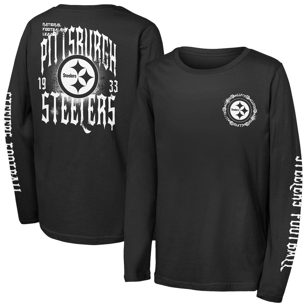 Pittsburgh Steelers Outerstuff Youth Rumble Long Sleeve T-Shirt Black