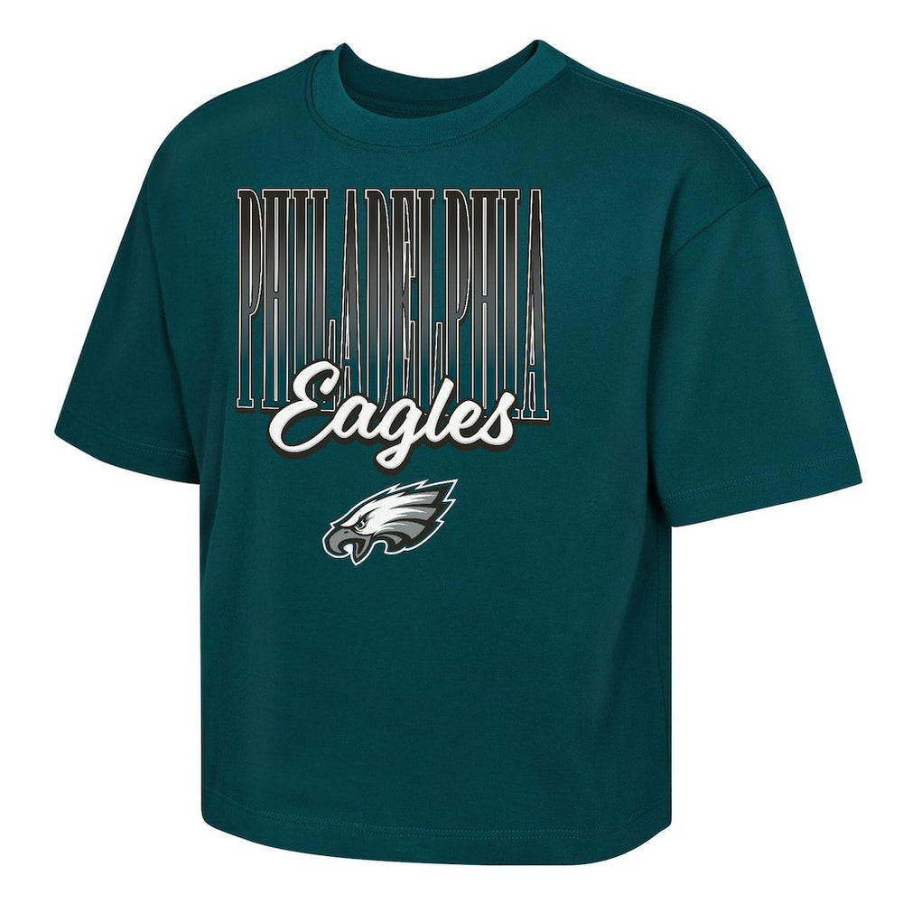 Philadelphia Eagles Outerstuff Girls Youth Big City Boxy T-Shirt Midnight Green