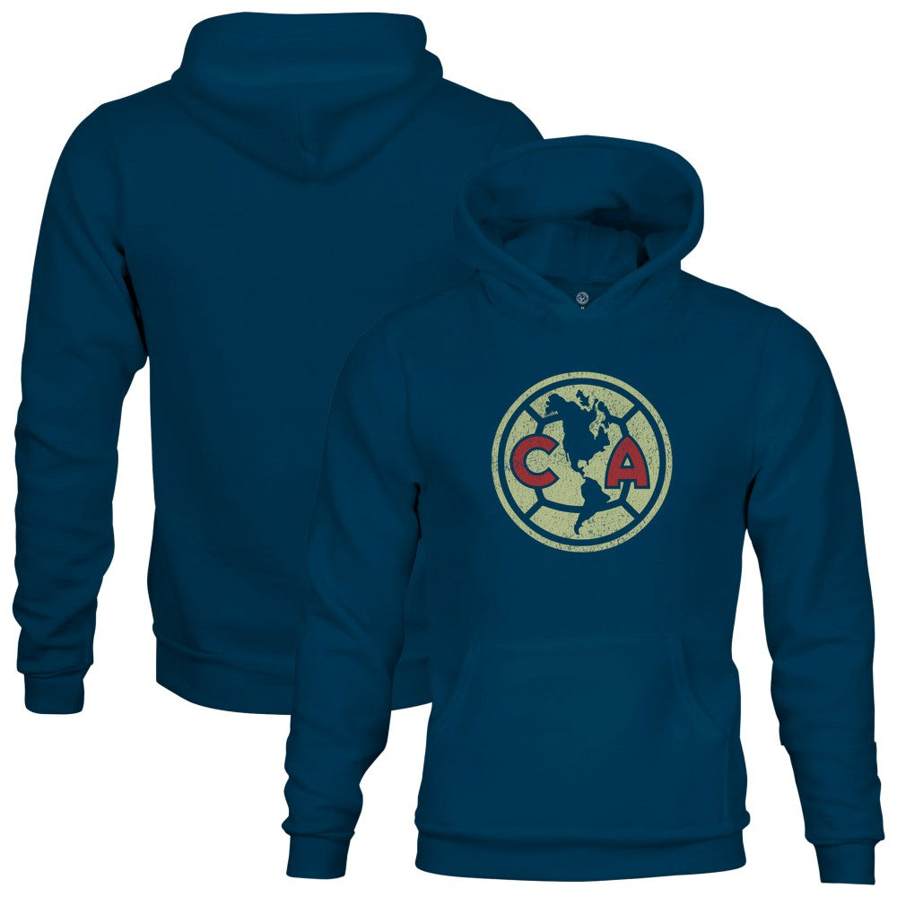 Club America 1863FC Youth Color Badge Fleece Pullover Hoodie Navy