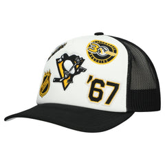 Pittsburgh Penguins Mitchell & Ness Gridlock Trucker Adjustable Hat - White/Black - NHL 202545039