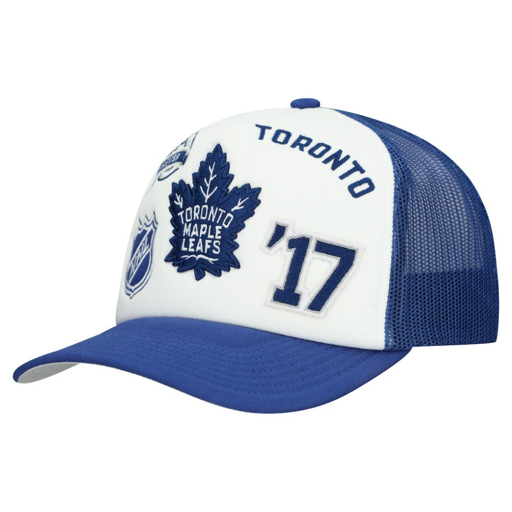 Toronto Maple Leafs Mitchell & Ness Gridlock Trucker Adjustable Hat - White/Blue - NHL 202545043
