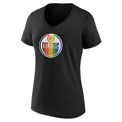 Edmonton Oilers Women's Team Pride V-Neck T-Shirt - Black - NHL 202545473