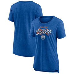 Edmonton Oilers Women's Hit the Ice Tri-Blend T-Shirt - Royal - NHL 202545475
