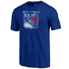 New York Rangers Distressed Logo Tri-Blend T-Shirt - Blue - NHL 202545538