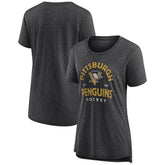 Pittsburgh Penguins Women's Vintage Arch Tri-Blend T-Shirt - Gray - NHL 202545558