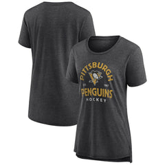 Pittsburgh Penguins Women's Vintage Arch Tri-Blend T-Shirt - Gray - NHL 202545558