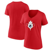 Vancouver Canucks Women's Canada Day V-Neck T-Shirt - Red - NHL 202545584