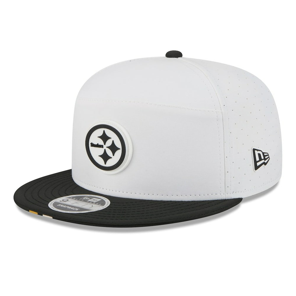 Pittsburgh Steelers New Era 2025 NFL Training Camp Split Panel 9FIFTY Snapback Hat White/Black