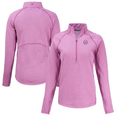 Washington Nationals Cutter & Buck Women's Peshastin Eco Fleece Recycled Half-Zip Jacket - Heather Light Pink - MLB Discount