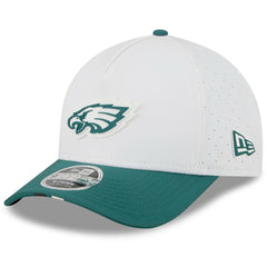 Philadelphia Eagles New Era Youth 2025 NFL Training Camp A-Frame 9FORTY Adjustable Hat White/Midnight Green