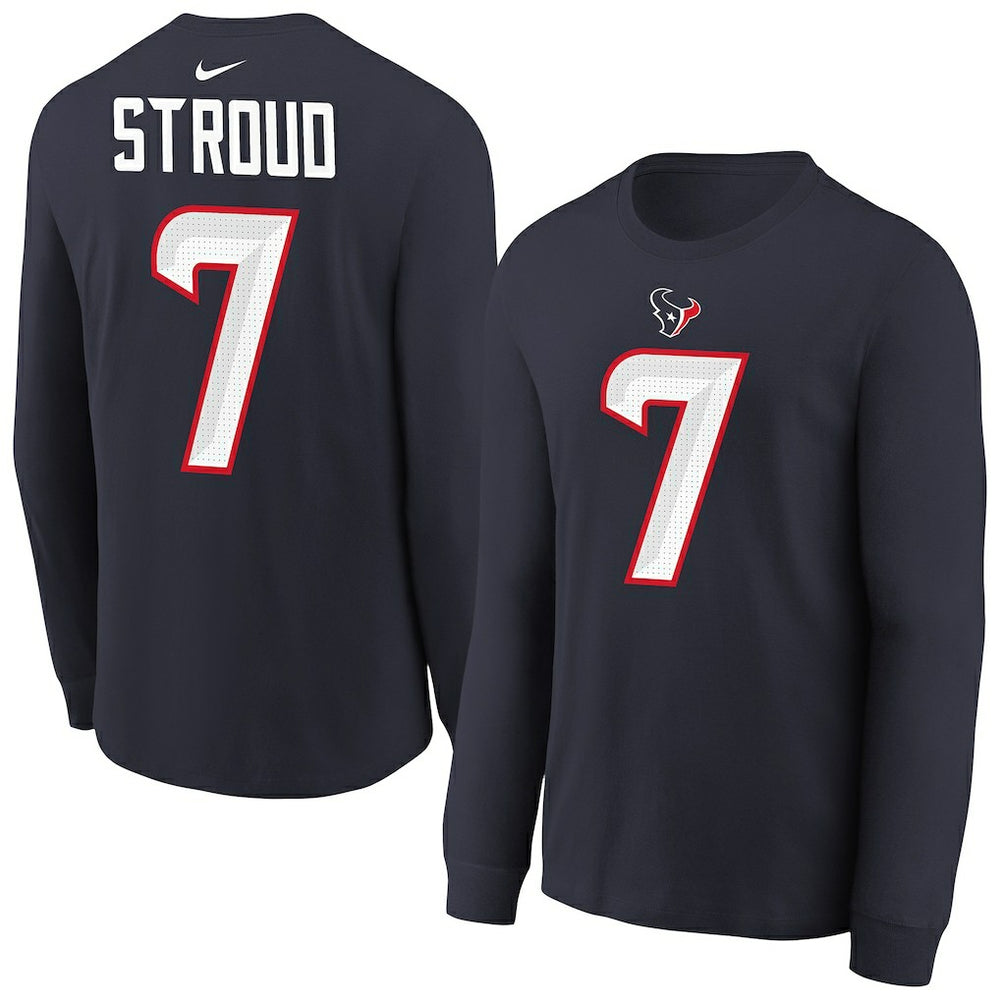 Nike C.J. Stroud Houston Texans Youth Player Name & Number Long Sleeve T-Shirt Navy