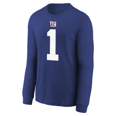 Nike Malik Nabers New York Giants Youth Player Name & Number Long Sleeve T-Shirt Royal