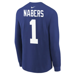 Nike Malik Nabers New York Giants Youth Player Name & Number Long Sleeve T-Shirt Royal