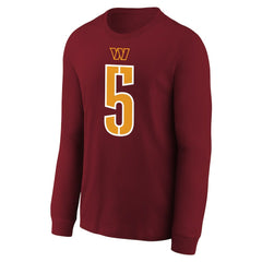Nike Jayden Daniels Washington Commanders Youth Player Name & Number Long Sleeve T-Shirt Burgundy