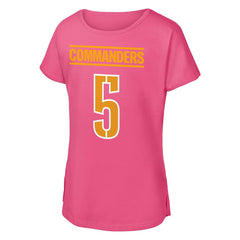 Jayden Daniels Washington Commanders Outerstuff Girls Youth Player Name & Number T-Shirt Pink