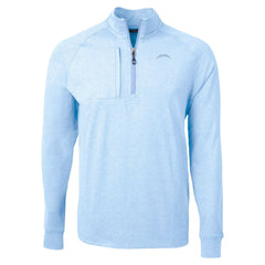 Los Angeles Chargers Cutter & Buck Raglan Adapt Eco Knit Heather Quarter-Zip Top Powder Blue