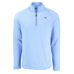 New England Patriots Cutter & Buck Peshastin Eco Fleece Recycled Raglan Quarter-Zip Top Powder Blue