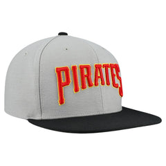 Pittsburgh Pirates Mitchell & Ness Cooperstown Collection Basic Flip Snapback Hat - Gray - Mitchell & Ness Lifestyle
