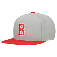 Boston Red Sox Mitchell & Ness Cooperstown Collection Basic Flip Snapback Hat - Gray - Mitchell & Ness on Sale