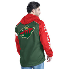 Minnesota Wild G-III Sports by Carl Banks Lateral Half-Zip Hoodie Jacket - Green/Red - NHL 202575834
