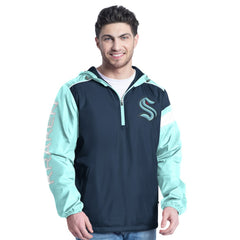 Seattle Kraken G-III Sports by Carl Banks Lateral Half-Zip Hoodie Jacket - Deep Sea Blue/Light Blue - NHL 202575841