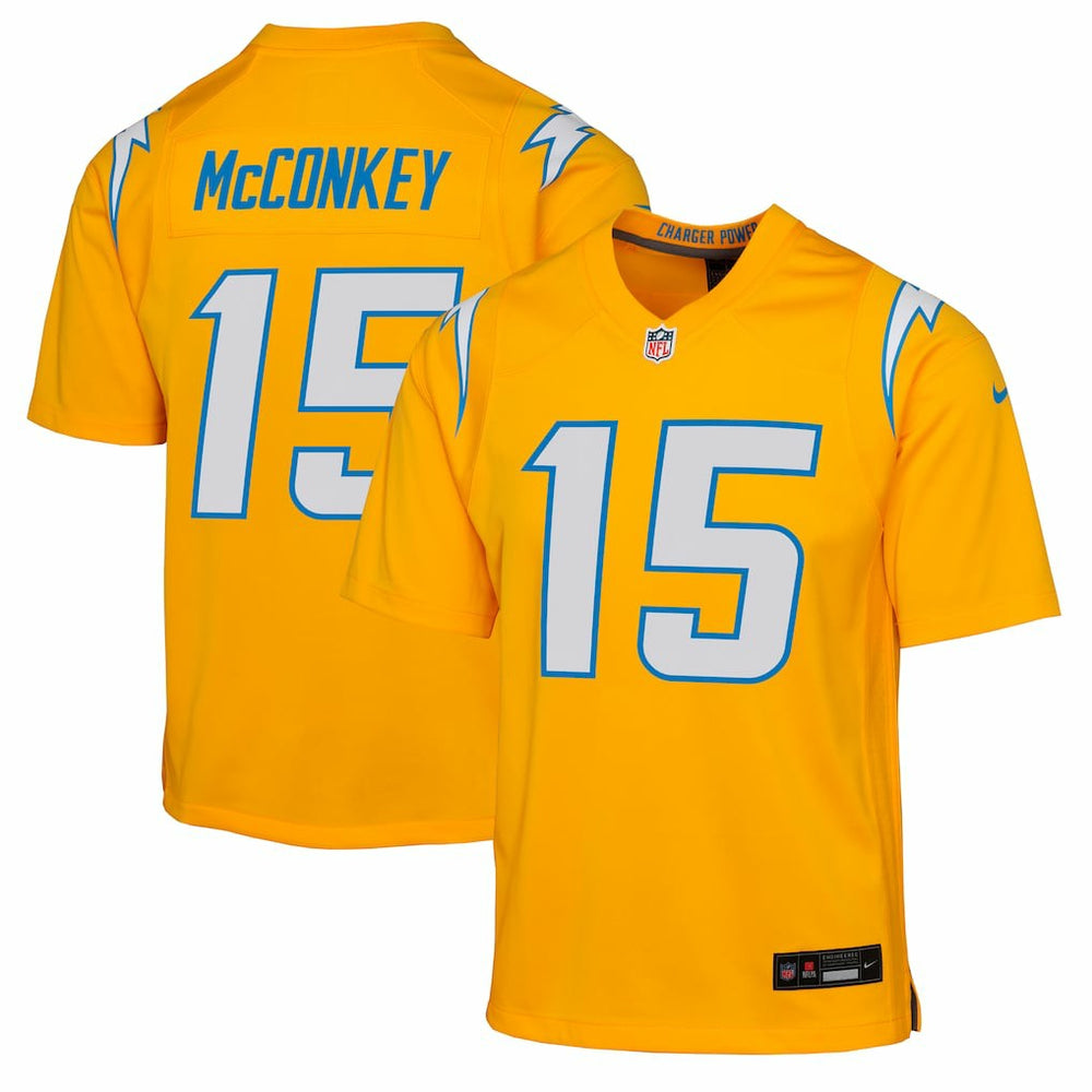 Nike Ladd McConkey Los Angeles Chargers Youth Alternate Charger Power Game Player Jersey Gold