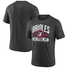 Baltimore Orioles Badge of Honor Tri-Blend T-Shirt - Charcoal - MLB Lifestyle