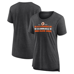 Baltimore Orioles Women's Power Swing Tri-Blend T-Shirt - Gray - MLB Lifestyle