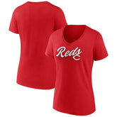Cincinnati Reds Women's One And Only V-Neck T-Shirt - Red - MLB Lifestyle