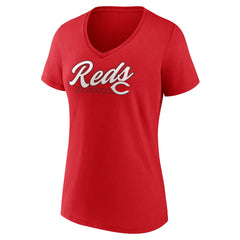 Cincinnati Reds Women's One And Only V-Neck T-Shirt - Red - MLB Lifestyle